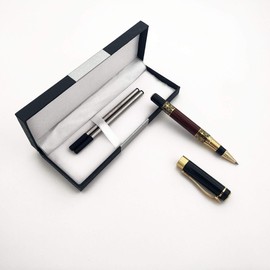 Acoud Comfortable Grip Metal Rollerball Pen Business Signature Pen Fluent Writing Pen with Two 0.5mm Replacement Black Refills Gift Pen Premium Gift Box (Red)