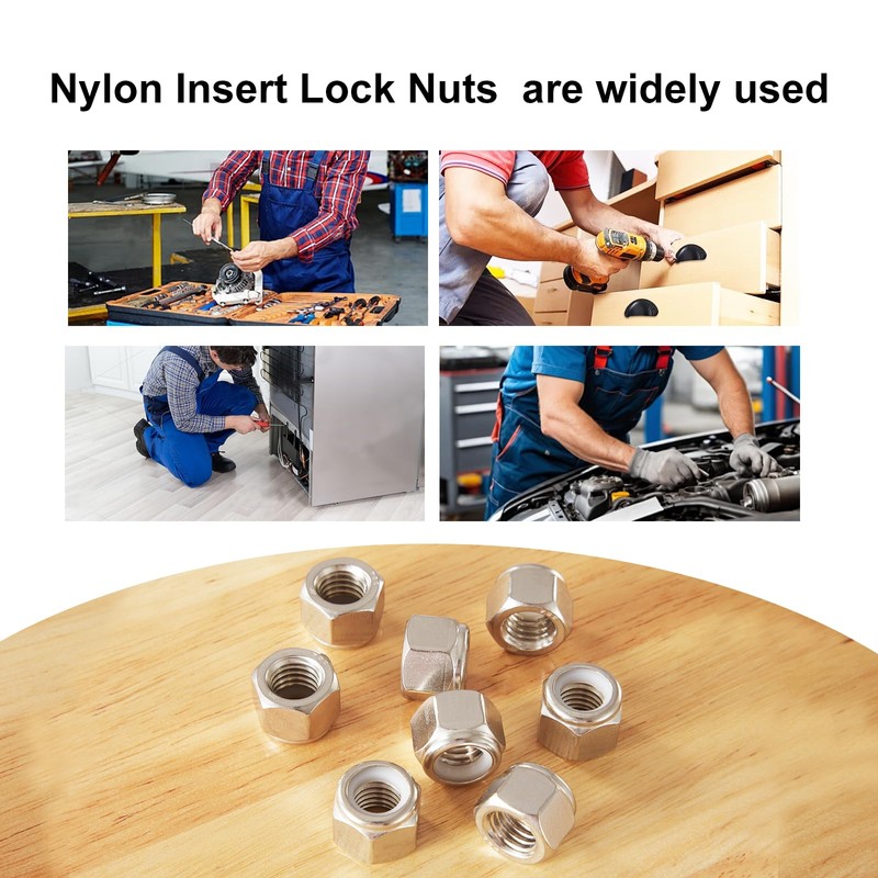 GuoYomm 80PCS #10-32 Nylon Insert Lock Nuts, Stainless Steel 304