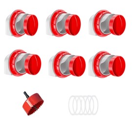 Chicken Feeders No Waste, DIY Automatic Poultry Feeder 6 Ports 1 Hole Saw with Covers Gravity Feed Kit for Buckets Barrels Bins Troughs