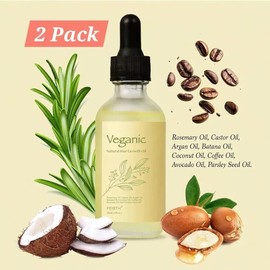 Veganic 2 Pack Natural Hair Growth Oil, Veganic Organic Hair Growth Shine Serum 60ml