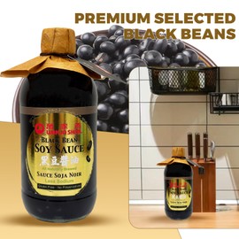 Wan Ja Shan Black Bean Soy Sauce Made with Premium Black Beans, All Naturally Brewed, Less Sodium, Gluten Free, No Preservatives, Great for All Kinds Cooking , Stir-fry, Dipping, Roasting, Marinating, Stewing and more. 15oz Pack of 2