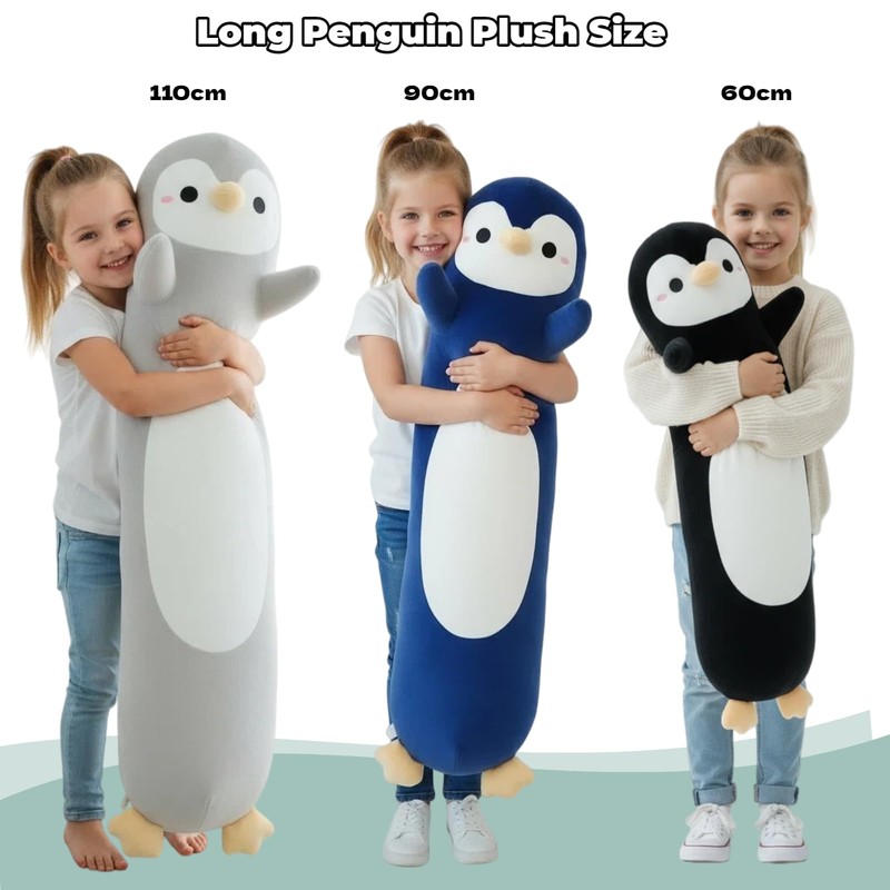 Aiuidun Pinguin - Cuscino lungo in peluche, 60 cm, morbido