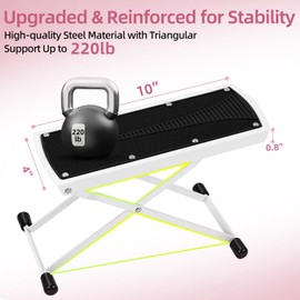 Pedicure Foot Rest, 6 Heights Adjustable Foot Stool, Upgraded Metal Foldable Non-Slip Stand for Home and Salon Use Pedicure Station, Ideal Pedi Stool for Nail Tech or Guitar Foot Stool White