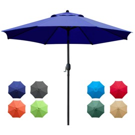 Sunnyglade 9Ft Patio Umbrella Outdoor Table Umbrella with 8 Sturdy Ribs (Navy Blue)