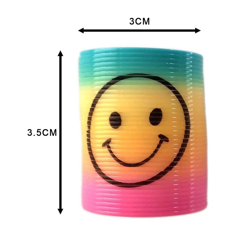 SHATCHI 12 Mini Rainbow Smiley Face Springs Slinky Pinata Party