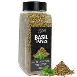 Fresh Finest Basil Leaves Spice 5.30 oz – Dried Sweet Basil for Cooking, Non-GMO, Gluten-Free,