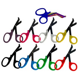 7.5" Fluoride-Coated EMT Trauma Shears, Non-Stick, Cuts Bandages, Seatbelts, Gauze, Clothing, and More - Color Mix Set of 9pcs First-Aid Paramedic Scissors
