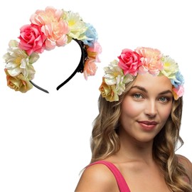 yufana Headband Flowers, Flower Hair Wreath, Flower Headband, Charming Hair Accessories, Ladies Girls Garland, Women's Girls Headpiece with Flowers for Wedding Carnival Theme Party (Green)