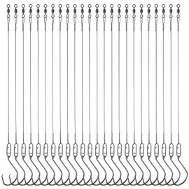 Saltwater Circle Hook Rigs,Steel Fishing Wire Leaders Rig with Offset Circle Hooks Catfish Hooks Rig Pre-Rigged Fishing Leader Hook Rigs for Bass Catfish