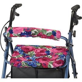 Nova Joy Rollator Walker Seat and Backrest Cover Set - Removable Washable Fabric Cushion Covers for Standard Rolling Walkers - Style and Comfort Upgrade - Essential Mobility Accessory - English Garden