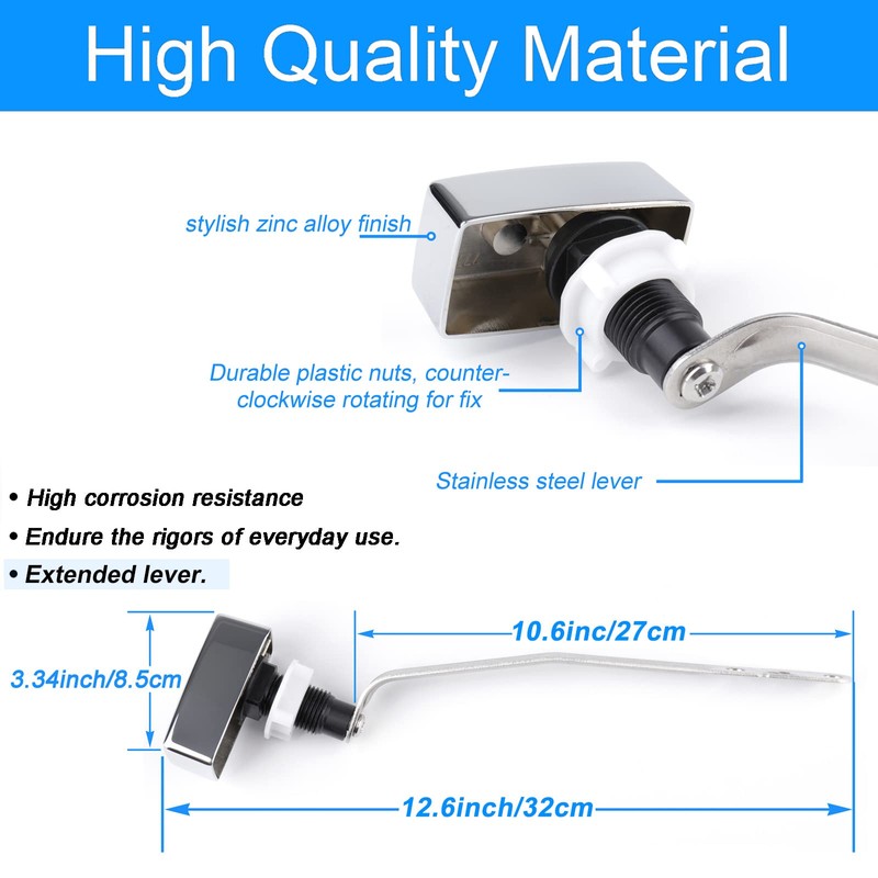 VALLVATER Toilet Flush Handle Replacement, Side Mount Extended Trip Lever