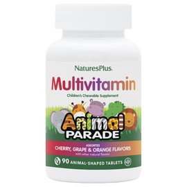 Natures Plus Animal Parade Children's Chewable Multivitamin - 90 Animal-Shaped Tablets - Natural Assorted Flavors - Vegetarian, Gluten Free - 45 Servings