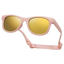 COOLSOME Kids Flexible Polarized UV400 Sunglasses with Strap For Boys Girls Toddler 0-10 (1, peach/mirrored(2-4 yrs), 42mm)