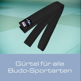 Ju-Sports Budo Belt, Black, Cotton, Martial Arts Belt for Budo Sports, Judo, Karate, Kickboxing and Much More, Approx. 4 cm Wide Martial Arts Belt, 260 cm