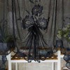 NewWPKIRA 1 Panel Black Floral Embroidery Sheer Lace Curtain Valance