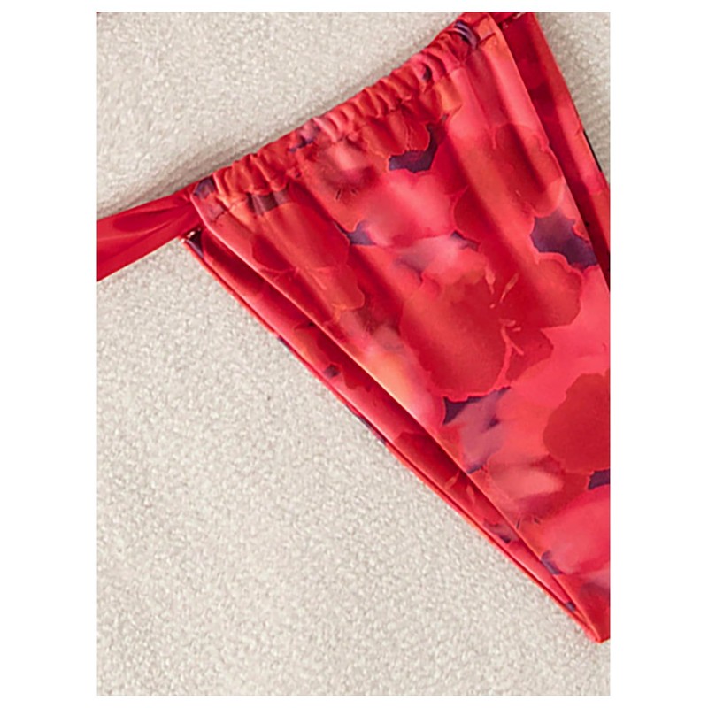 MakeMeChic Women's Floral Print 2 Piece Bikini Sets Tie Back