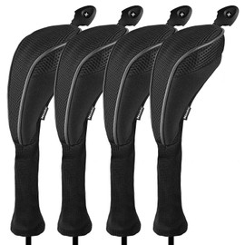 Andux 4 Pack Long Neck Golf Hybrid Club Head Covers Dial No. Tag CTMT-01 Black/Black