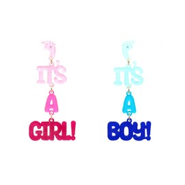 Stylish Gender Revelation Dangle Earring - It’s a Boy, It’s a Girl, Surprise, For Women, Boy, Girl, Footprints, Stud, Footprint, Precious Moments, Announcemet (Its a Boy/Its a Girl, Base Metal)