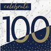 Navy and Gold 100th Birthday Napkins, 16 ct
