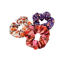 Thanksgiving Pumpkin Hair Scrunchy Fall Turkey Ponytail Holder Thanksgiving Hair Scrunchies JHT22 (Set-B)