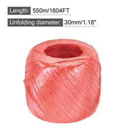 MECCANIXITY Polyester Nylon Plastic Rope Twine Household Bundled,30mm/1.18 Inch Width,550m/1804FT Length Plastic Rope for Packing Gardening Craft,Pack of 1(Red)
