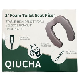 QIUCHA Raised Toilet Seat Cushion for Elderly - Adds 2 inches - U Shape Toilet Seat Riser with High-Density Foam for Enhanced Comfort & Elevation, Universal Fit, Comfortable & Supportive (2 inches)
