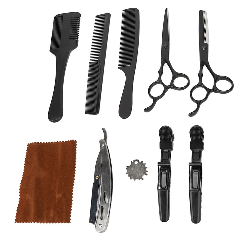 Hair Cutting Scissors Kit Clip Clipper Holder Comb Stainless Steel