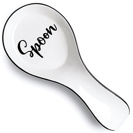 Ceramic Spoon Rest for Stove Top, DAYYET Large Spoon Holder, Farmhouse Spoon Rest for Kitchen Counter, Spatula Holder Utensil Rest for Ladles, Tong, Modern Farmhouse Kitchen Decor, White