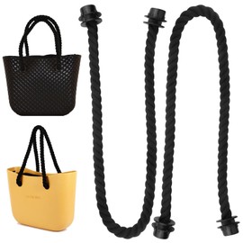 XoeLLe Pack of 2 Bag Handles, Bag Handles with 2 Buckles, Handle for Bags, Bag Accessories for Bag Strap Replacement, Bag Long Handle, Classic Black Rope Handle for Obag Canvas Bag