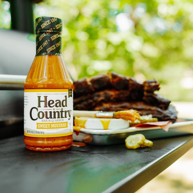Head Country Bar-B-Q Sauce, Sweet Mustard, 18.5 oz, Pack of