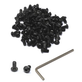 iexcell 100 Pcs M4 x 8mm Thread Pitch 0.7 mm Alloy Steel 12.9 Grade Hex Socket Button Head Cap Screws Bolts Kit, Black Oxide Finish
