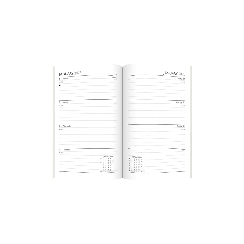 2025 Orange A6 Hardcover Diary Week Day to Page Desk