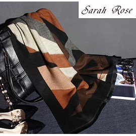 Sararose Scarf, Shawl, Large Scarf, Cashmere Touch, Geometric Pattern, Pattern, Soft, Fashionable, Braun