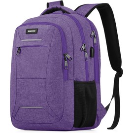 BIKROD Men's School Backpack Boys Teenagers Laptop Bag with USB Charging Port Work Travel Waterproof Backpack with Anti-Theft Bag, 20-35 L, purple, Rucksack Backpacks