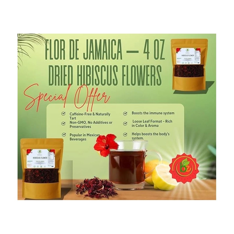 B-Experts Store Flor de Jamaica – 4 oz Dried Hibiscus