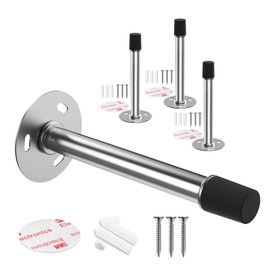 Mosike Door Stoppers, Sound Dampening Door Stop with Rubber Bumper, Wall Protetor from Door Knobs (4Pack-Sliver)