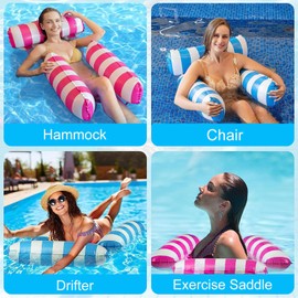 Pack of 2 Air Mattress Pool, 4-in-1 Multifunctional Water Hammock Hammock Pool Floats Adults Children Air Mattress Water Hammock Swimming Bed Pool Lounge Chair for Summer Water Parties