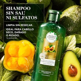 HERBAL ESSENCES Bio:Renew, Shampoo sin sulfatos ni parabenos para cabello seco, maltratado y/o rizado Nutre e Hidrata Pequi & Aguacate 400 ml
