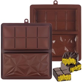 YOYUSH 2 Stück Tiefe Wiederverwendbare Silikon Schokoladenformen Antihaftbeschichtung - Zerlegbare Schokoriegel Formen für Füllungen, Backen, Eiswürfel & DIY (Doppelmuster-Kavität)