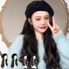 Attis beret hat type detachable wig SD251125 dark brown wave FREE / 아띠스 베레모 모자형 탈부착 가발 SD251125 흑갈색 물결FREE