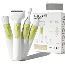 RUIM Maquinilla de afeitar eléctrica 4 en 1 para mujer, depilación sin dolor para cara, bikini y cuerpo, afeitadora inalámbrica impermeable con luz LE