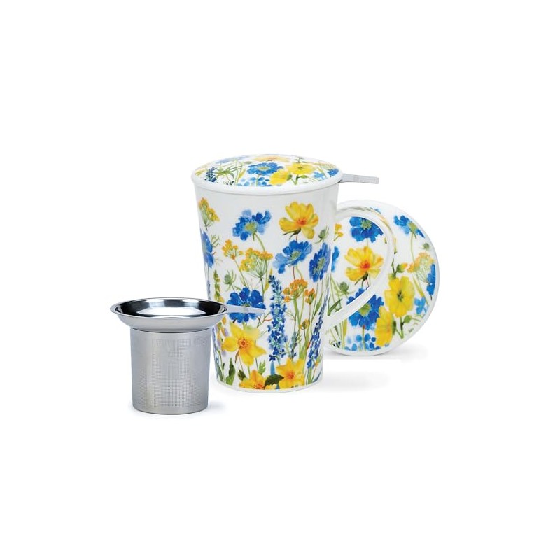 Dunoon Tisaniere Set of 3 Cottage Border Blue 0.44 L