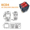 Oiyagai 5pcs KCD4 AC 250V 16A Red Light 6P Terminals