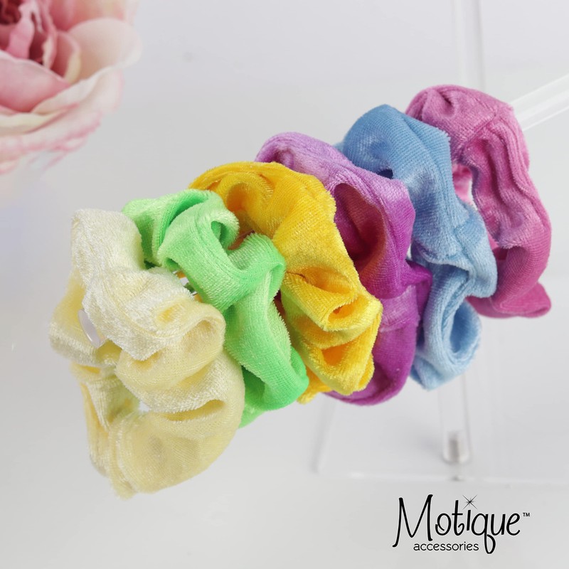 Velvet Solid Scrunchies - Set of 6 (Grey)