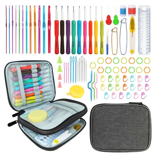 HATINXIA Crochet Hooks, 85pcs Crochet Hook Set with Storage Case,