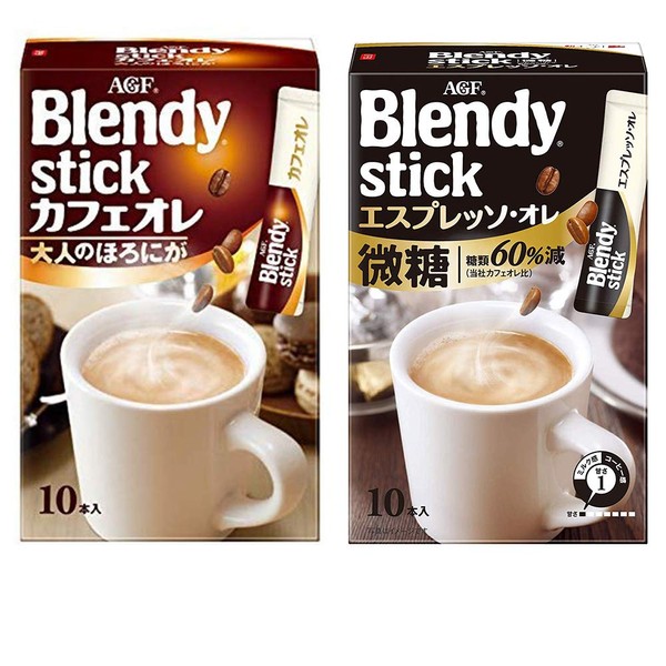 Blendy Stick Cafe Au Lait Surtido 2.7oz 2 tipos Japonés Instant Cofee AGF Ninjapo