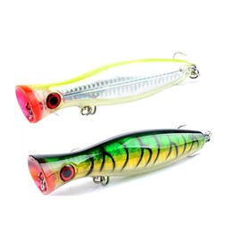 2 x 40.3 g Fishing Punch, Floating Loder Popper Bait, Topwater Fishing Punch, Large Popper Fishing Punch, Saltwater Fishing, Artificial Hard Loder Bass Tuna Popper Loder for Bass, Pike (Yellow +