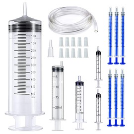 Gebildet 500 ml Plastic Syringe with 1 m Tubes and 20 ml/10 ml Each 1 Piece/5 ml for 2 Pieces/1 ml for 6 Pieces for Hydroponics Nutrient Measuring Oil Liquid Suction