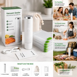 Portable Electric Vacuum Sealer Pump for Food Storage – USB Rechargeable Automatic Air Removal Tool with Reusable Vacuum Bags for Kitchen Organization