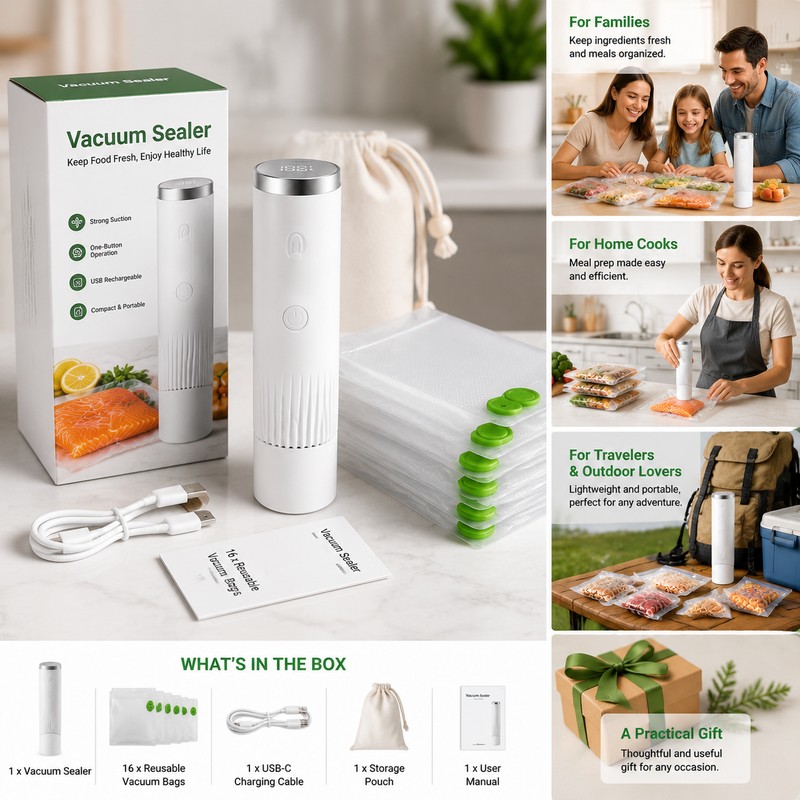 Portable Electric Vacuum Sealer Pump for Food Storage – USB